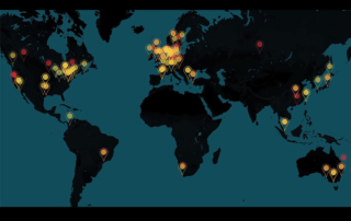 A world map shows colorful markers representing bipolar disorder in different locations.