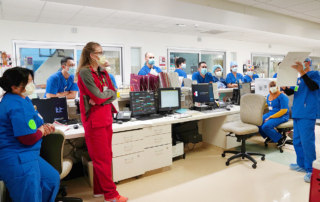 Members of Keck Medicine of USC's Critical Care Institute prepare for a shift.