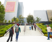 Students go to their classes on the Keck School of Medicine of USC campus