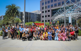 The 2025 Pride flag raising ceremony at Keck Medical Center of USC, located on USC's Health Sciences Campus