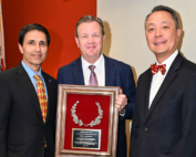 Daniel F. Martin, MD (center), receives the Laureate Award from Mark Humayun, MD, PhD (left), and J. Martin Heur, MD, PhD